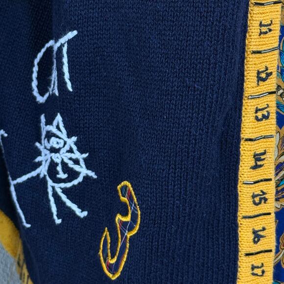 Vintage 90s Y2k Embroidered School Teacher Cardigan Sweater Grandma Novelty L - Picture 6 of 7